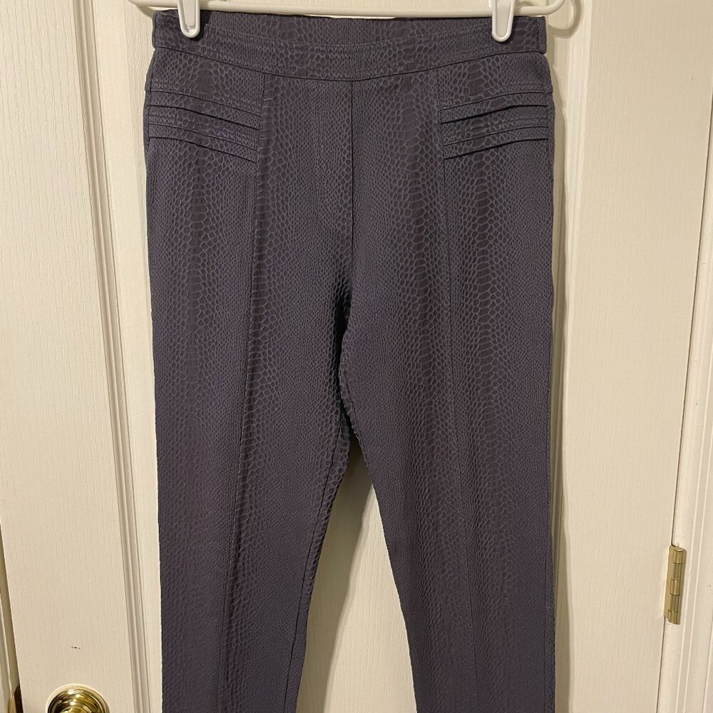 Alberto Makali Snakeskin Textured Slim Trousers | Blue-Grey | Size Medium - Picture 2 of 7